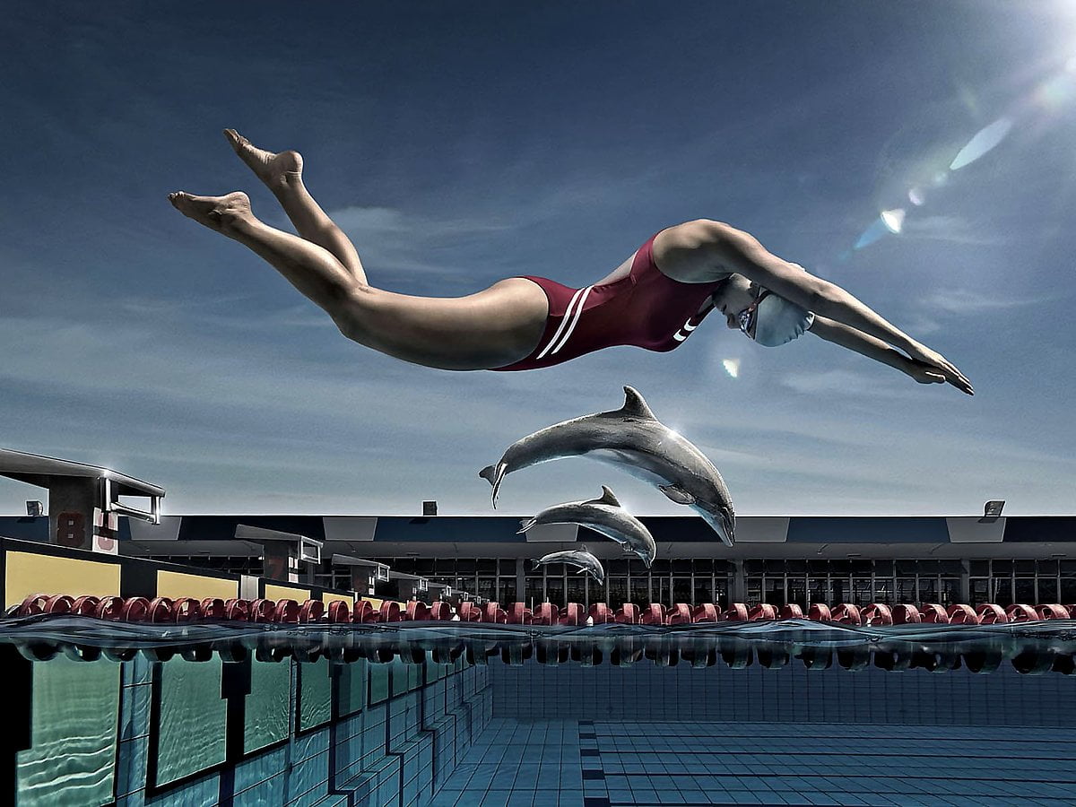 Skrivbordsbild Fantastiska Tjejer, Simbassäng, Dykning 🔥 Gratis Nedladdning