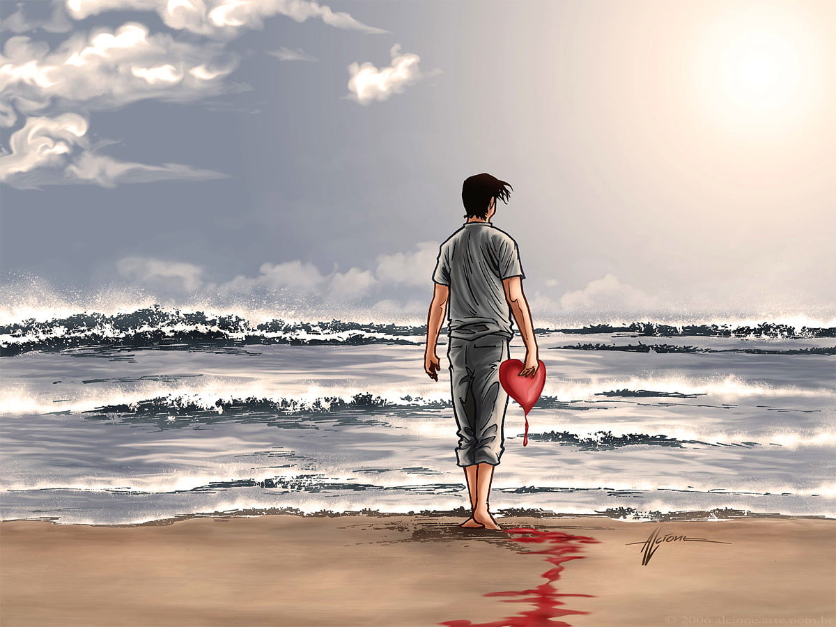 Man som står framför stranden / gratis bakgrund