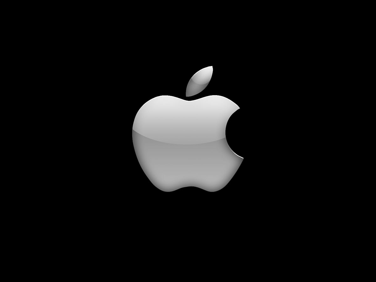 Apple Machintosh, vita, svarta, mat, logotyp / bakgrundsbild