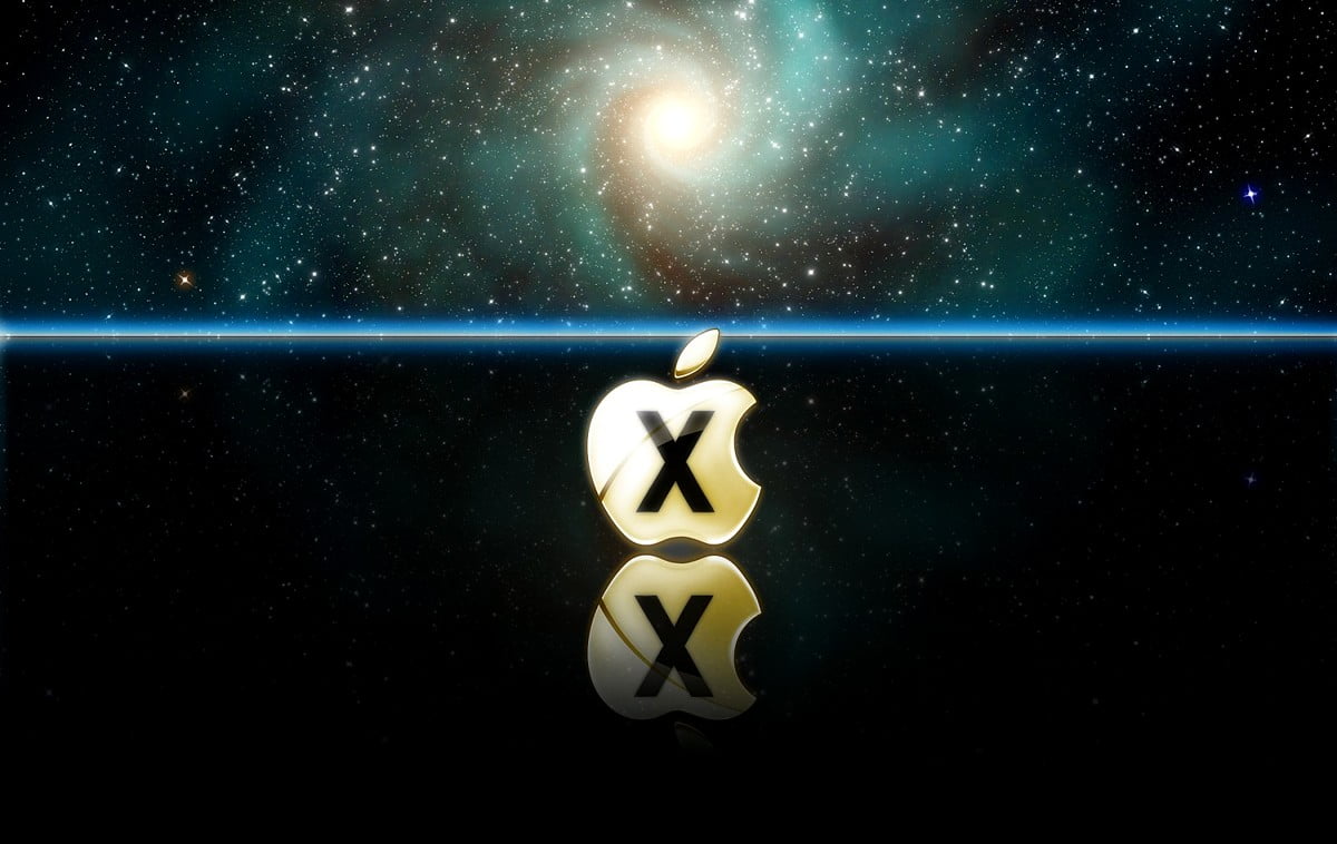 Skrivbordsbakgrund : Mac OS X Leopard, rymd, måne, mörker, logotyp (1600x1010)