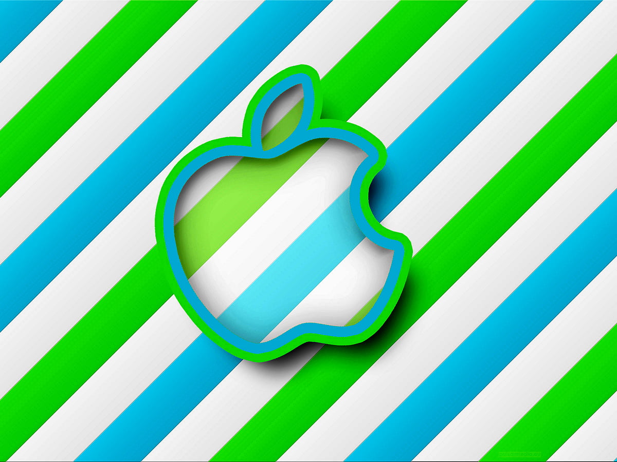 Apple-logotyp, gröna, aqua, linje, turkos - bakgrundsbild
