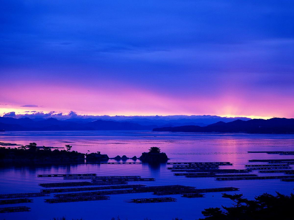 Solnedgång över sjön : HD bakgrundsbild (1600x1200)
