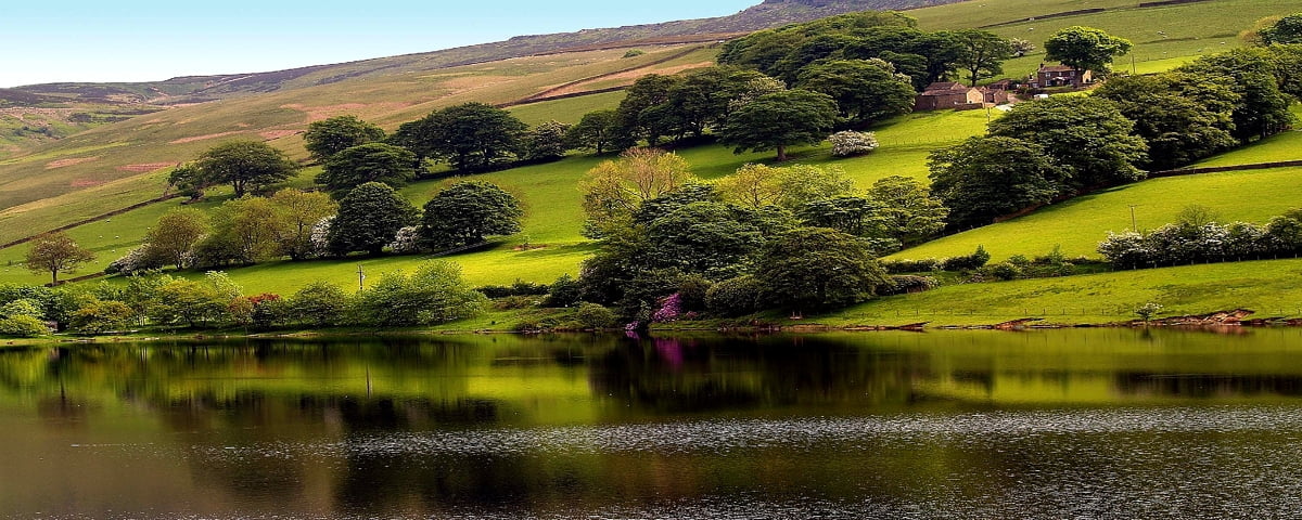 Natur, för dubbla bildskärmar, sjö, reflexion, flod — bakgrundsbild (2560x1024)