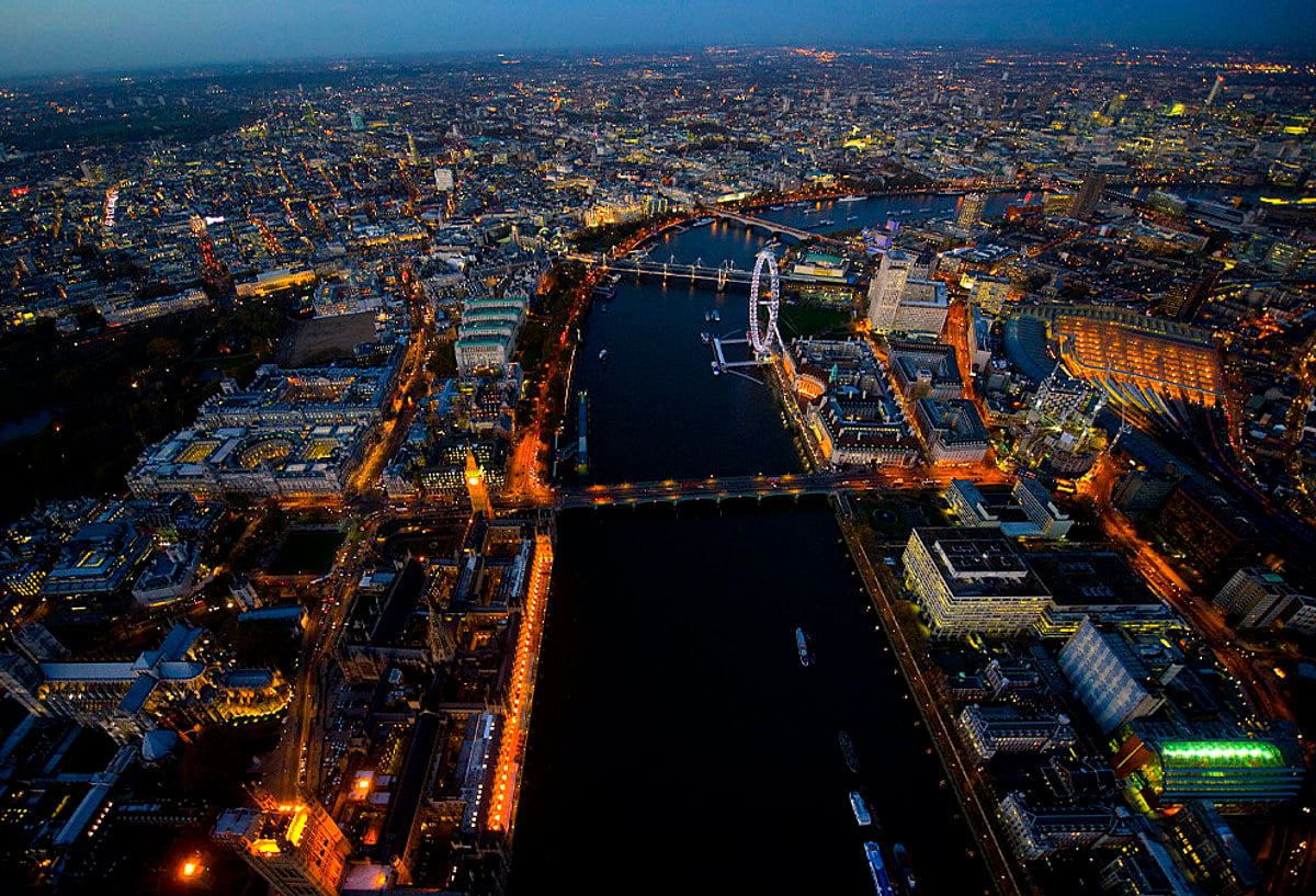 London på natten, Flygfotografering, stadsbild, stad, fågelperspektiv : HD bakgrundsbild