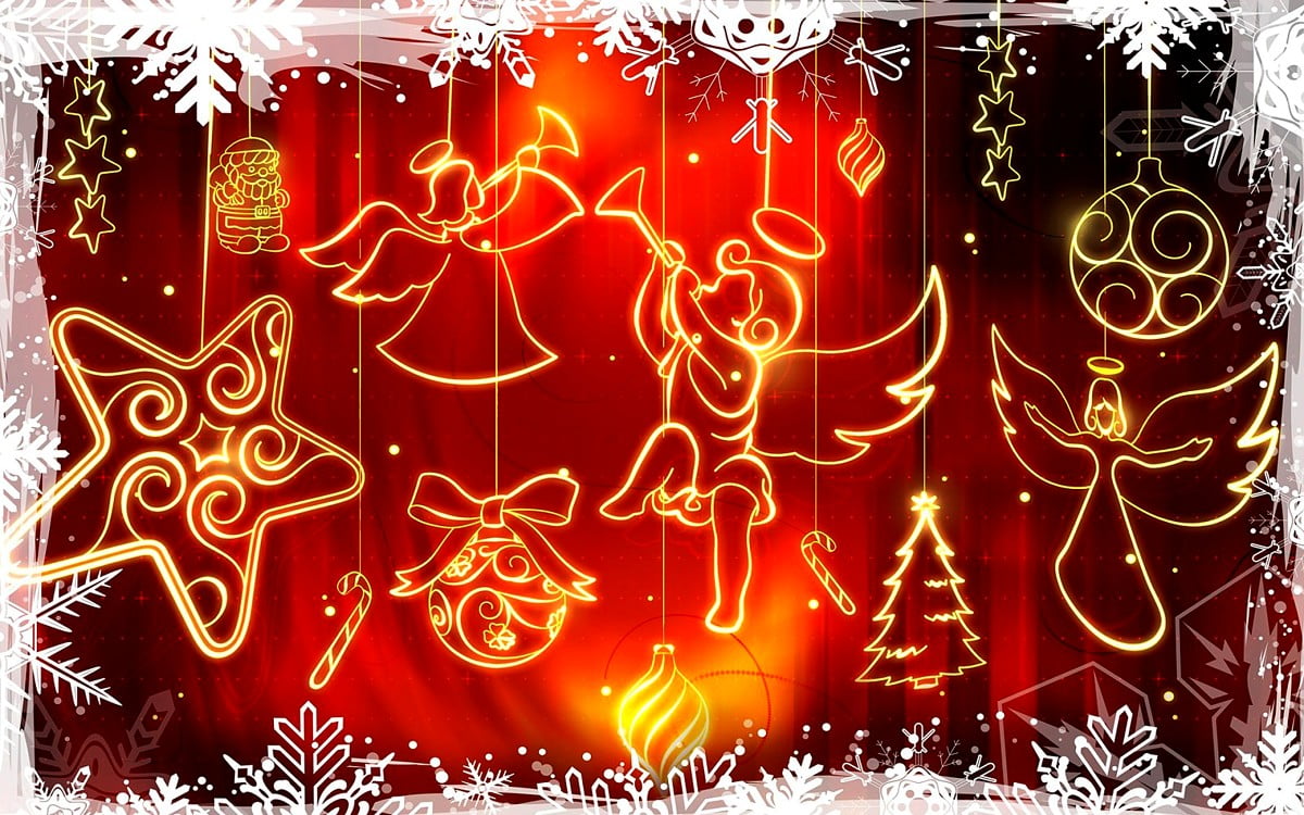 Bakgrundsbild God Jul, Julgran, Röda | Gratis Bilder